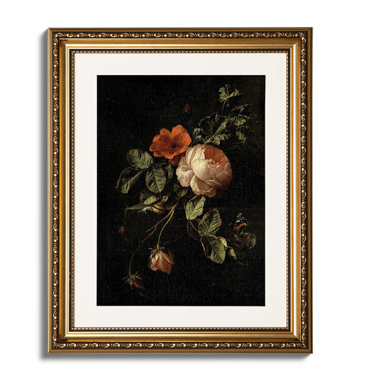ARPEOTCY Vintage Gold Framed Wall Art, 13x16 Inch Floral Rose Retro Picture Paintings, Antique Canvas Artwork, Victorian Picture Photo Frame Wall Decor for Gallery Bathroom Bedroom