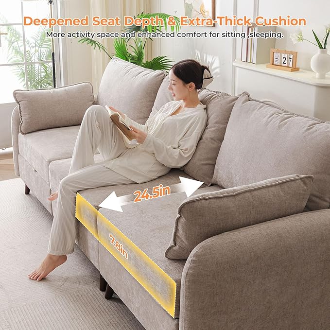 135'' Modular Sectional Sofa with Seats Storage, Oversized U Shaped Couch for Living Room,4-Seater Comfy Cloud Couches with Deep Seat,Movable Ottoman,2 Throw Pillow,Chenille,Khaki