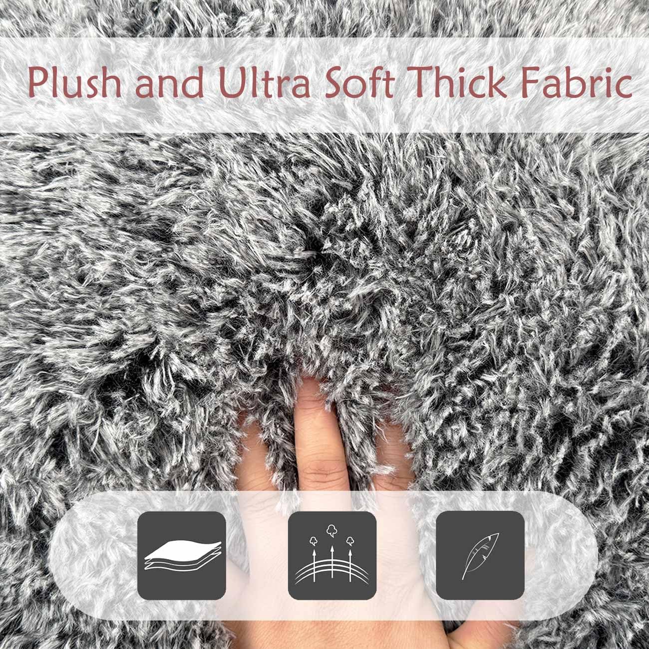 Plush Faux Fur Bean Bag Chairs, Memory Foam Filled Sofa Chair Shape Bean Bag for Adults/Teens/Kids, Ultra-Soft Lazy Sofa for Living Room Bedroom College Dorm, Black