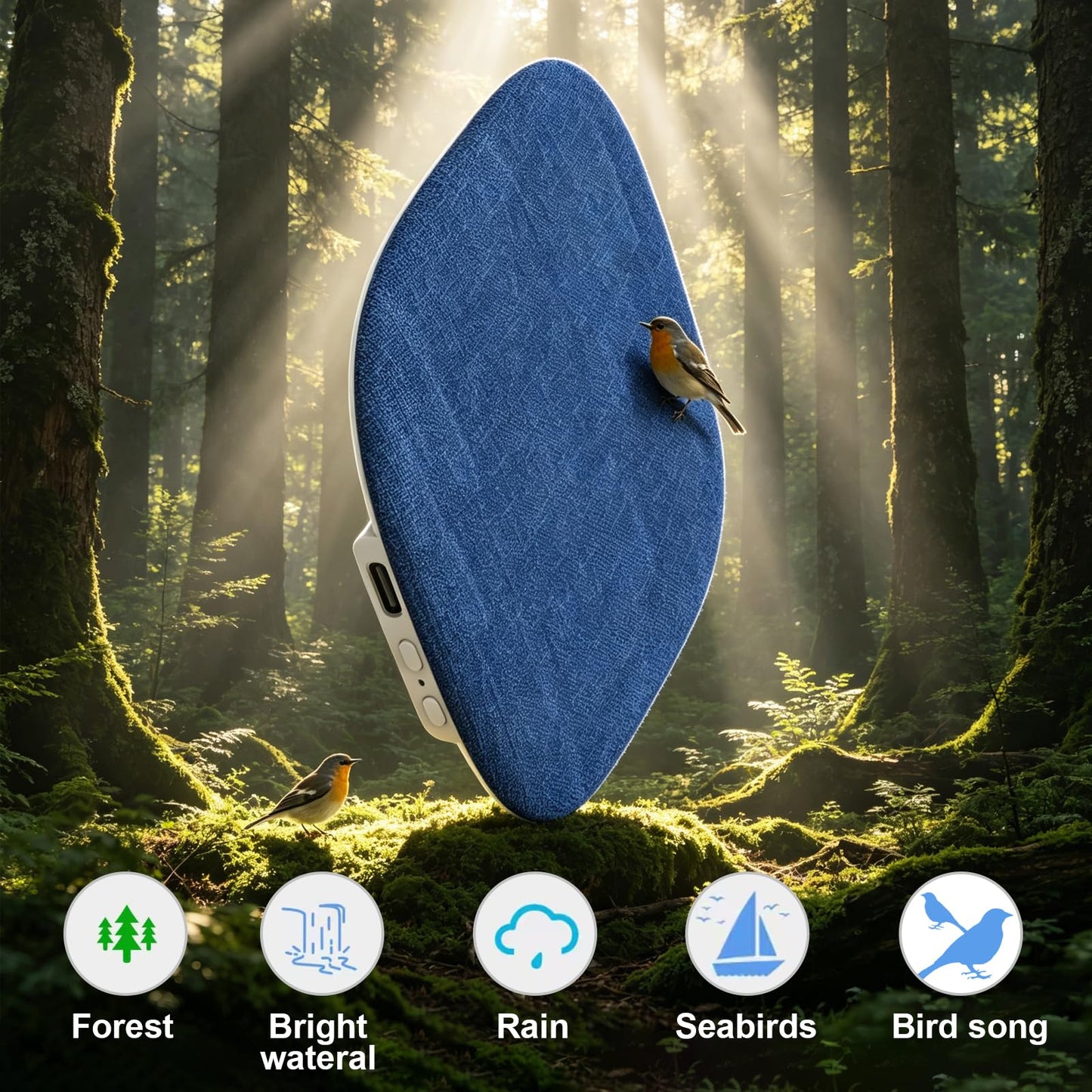 Ciencimy Pillow Speaker, Under Pillow Mellow Sleep Speakers Bluetooth White Noise Machine for Sleeping Side Sleepers, Flat Sleeper with Smart APP Built-in Sleep Music, Gifts for Adults Teens (Blue)