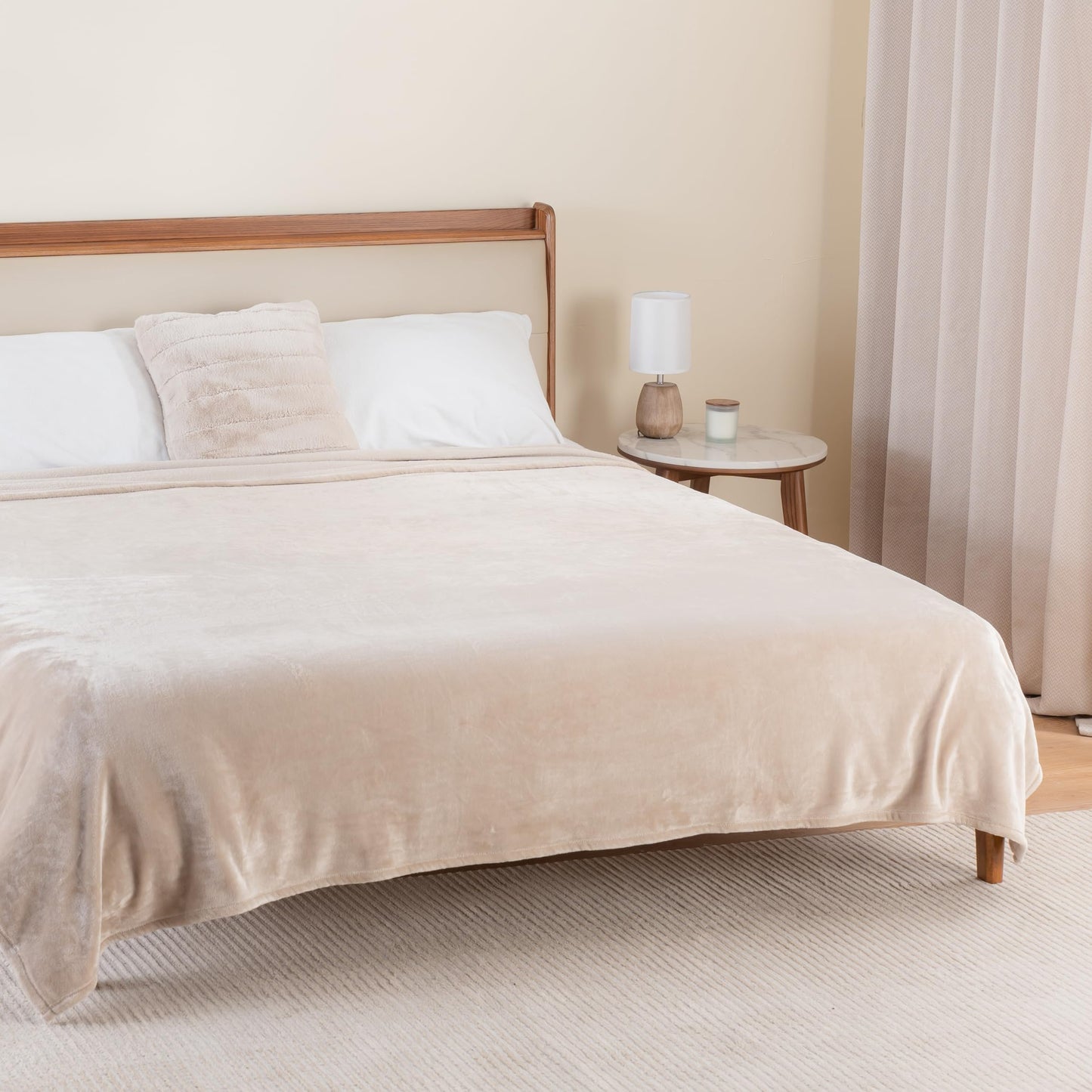 Berkshire Blanket Classic VelvetLoft® Solid Bed Blanket, Twin Size Bed Blanket, Lightweight Soft Fuzzy Plush Blanket for Bed and Couch, Grain, 60x92 Inches