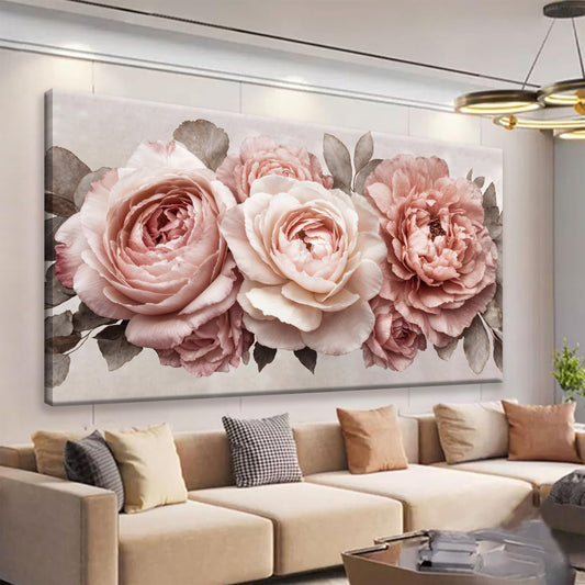 TAIJXAGSG Canvas Art Wall Decor Pink Flowers Print Paintings Flower White Wall Art Prints Ready To Hang For Bathroom Bedroom Kitchen Office Home Aesthetic Decoration Artwork 20" × 40"