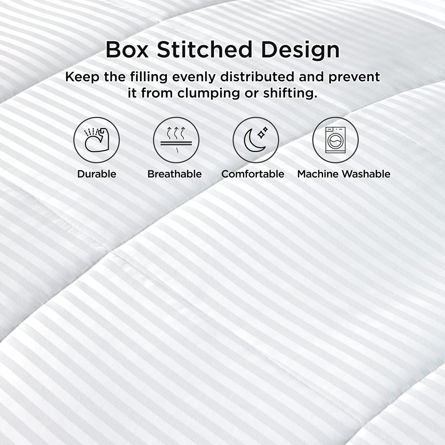 Bedsure Duvet Insert King Size - Lightweight Comforter, Quilted Cooling Duvet Insert, Down Alternative Summer Comforter with 8 Tabs, Ultra Soft Blanket, Striped, King, White, 90x102 inches