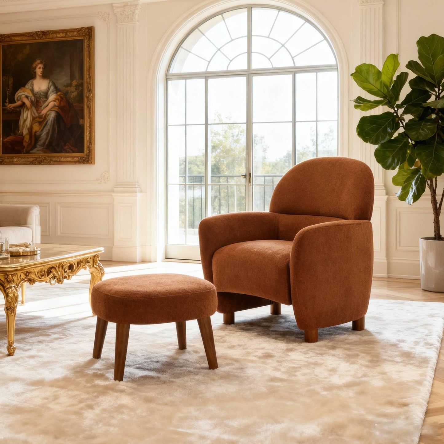KEIKI Modern Lazy Chair with Ottoman, Upholstered Bedroom Lounge Chair for Unwinding, Soft Leisure Accent Chair with Footrest, Perfect for Night Reading, Quiet Corners & Restful Moments at Home