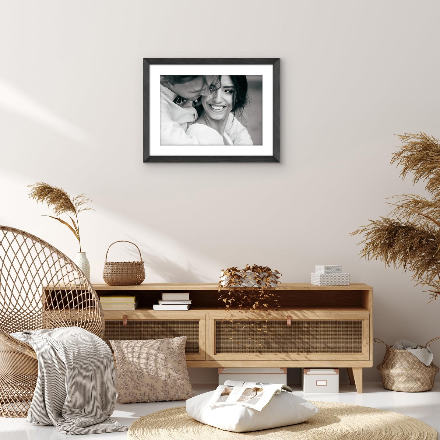 Americanflat 17x23 Picture Frame - Black Engineered Wood with Polished Plexiglass - Matted to 13x19 Photo Size - Hudson Collection - Wide Picture Frame for Wall Display - Black
