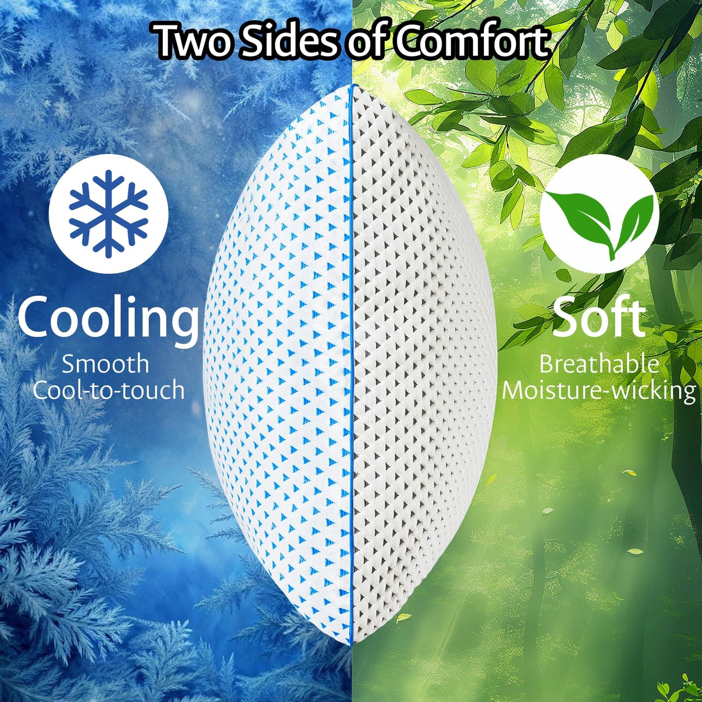 Cooling Gel Memory Foam Pillows Queen Size Set of 2 for Sleeping, Breathable Adjustable Firm Shredded Foam Cool Bed Pillows 2 Pack for Side, Back, Stomach, Hot Sleepers Soft Yet Support, CertiPUR-US