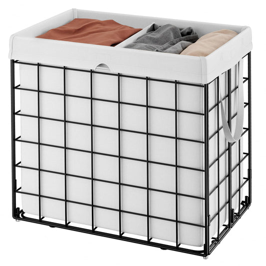 SONGMICS HOME Laundry Basket, Foldable Laundry Hamper, Clothes Hamper, Removable Liner with Handles, for Bedroom, Bathroom, 34.3 Gal. (130 L), White