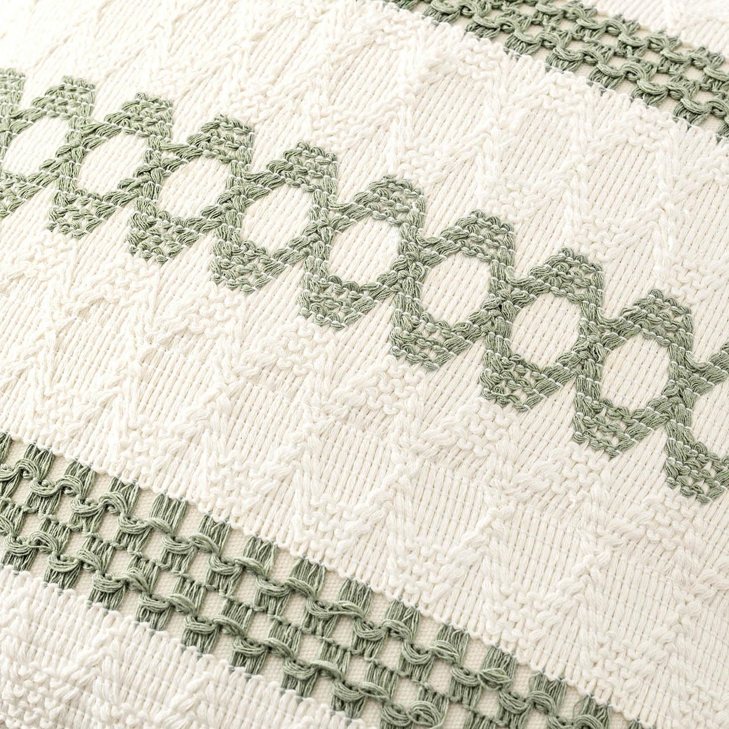 MIULEE Set of 2 Sage Green Boho Decorative Pillow Covers 18x18 Inch Farmhouse Rustic Couch Throw Pillows Modern Summer Cotton Cushion Covers Retro Cute Macrame Woven Spring Decor for Bed Sofa Chair