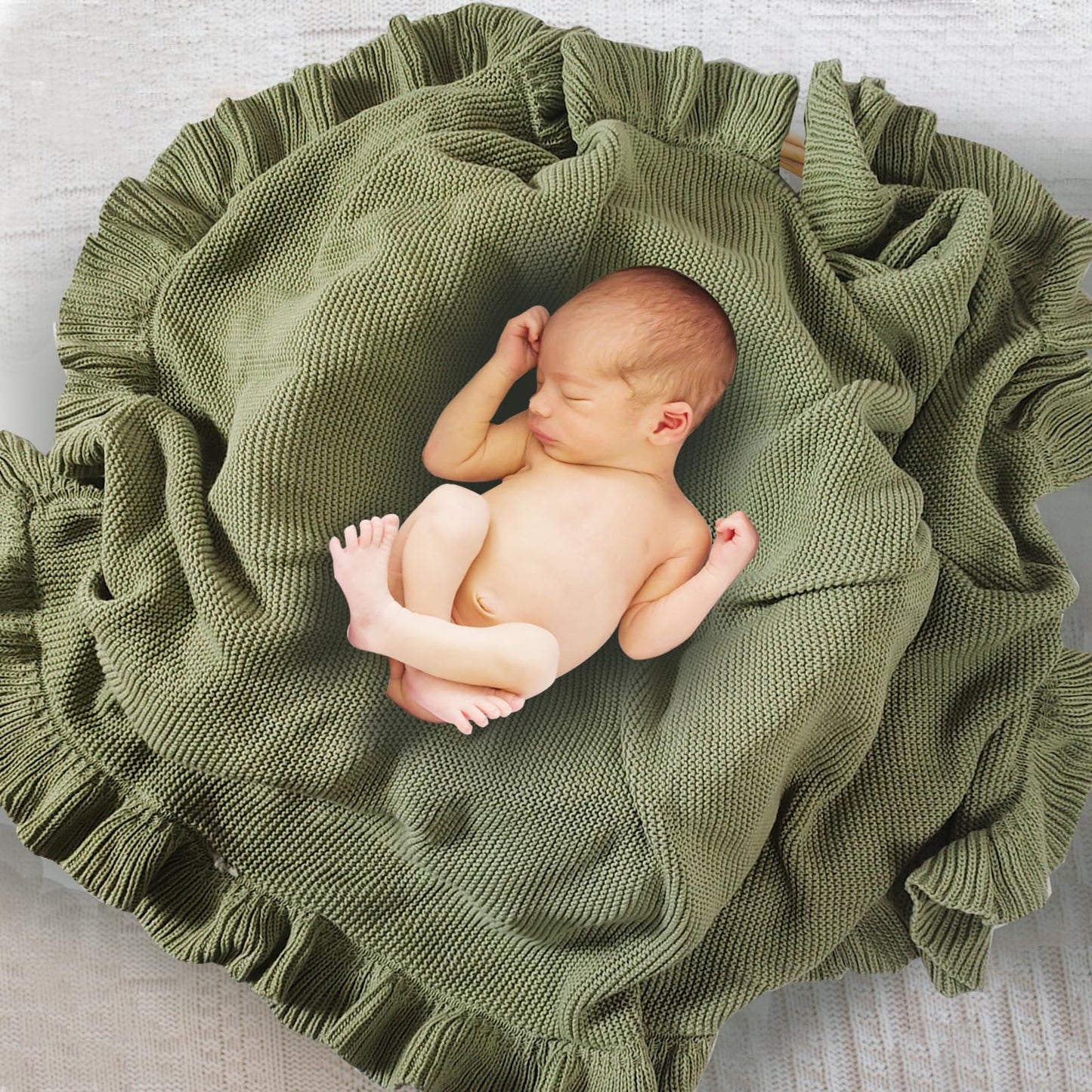 YCHWFF Knit Baby Blanket 40x30 for Boy & Girl Soft Swaddle Blanket (White)