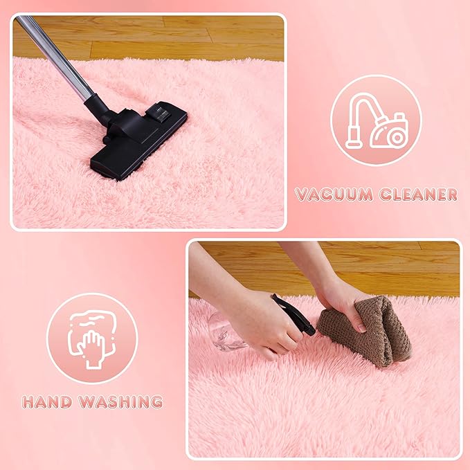 Ultra Fluffy Rug for Living Room Bedroom, 5x7 Fuzzy Large Area Rug for Living Room, Plush Soft Shag Carpet for Girl Boy Kids, Non Slip Rug Modern Indoor Home Decor Aesthetic, Pink