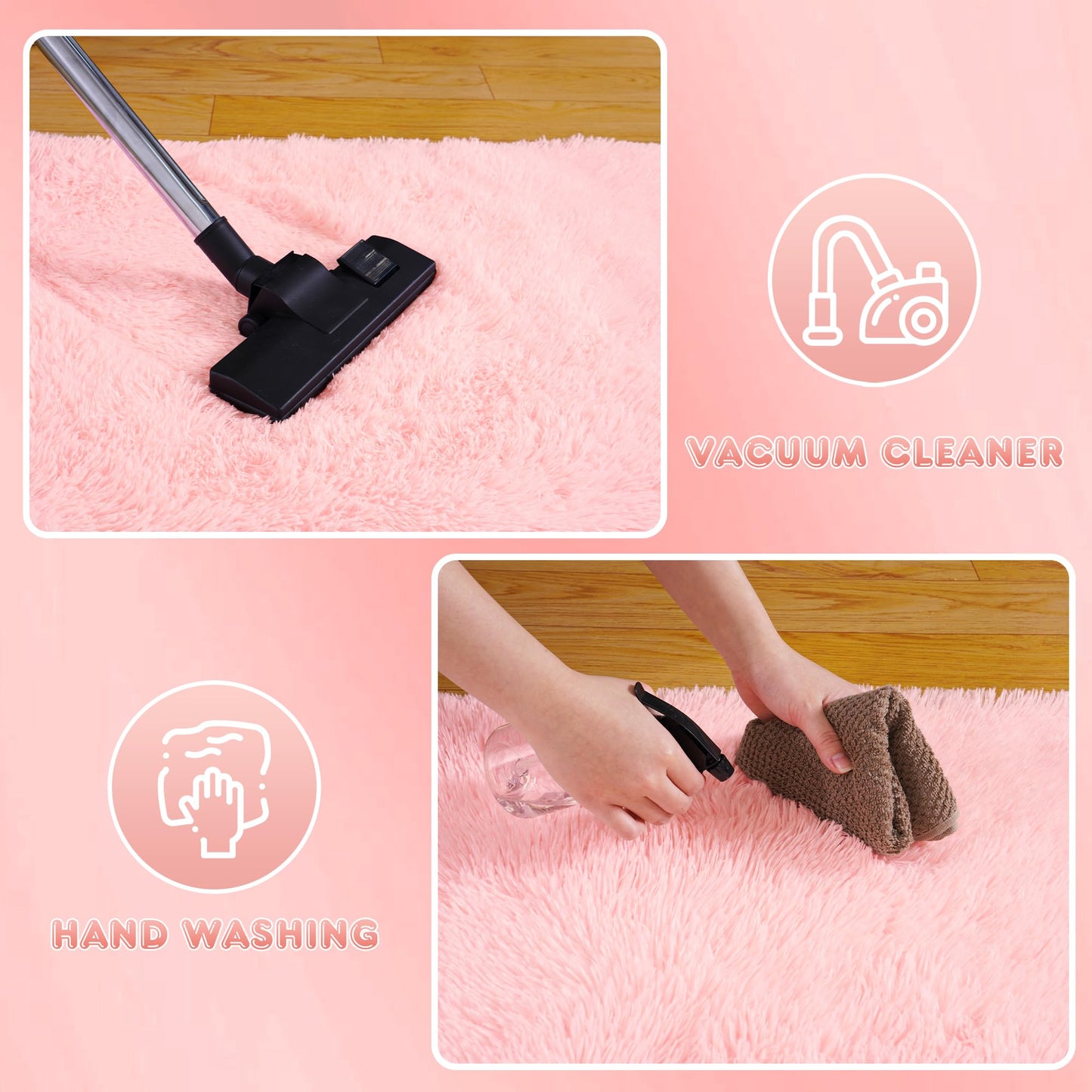 Large 9x12 Area Rugs for Living Room, Soft Shag Living Room Rug Thick Fluffy Rug for Bedroom, Plush Fuzzy Carpet for Girls Boys Kids Room Non Slip Dorm Home Decor Aesthetic, Pink