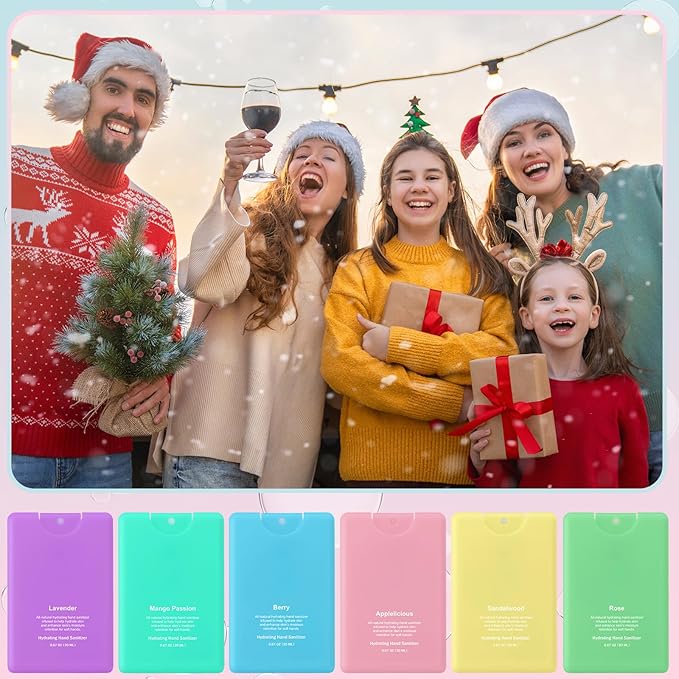 Dansib 24 Pack Hand Sanitizer Spray Bulk Travel Size Mini Hydrating Hand Sanitizer Colorful Pocket Spray Gifts for Women Coworker Party Favor Birthday End of Year Appreciation Gifts