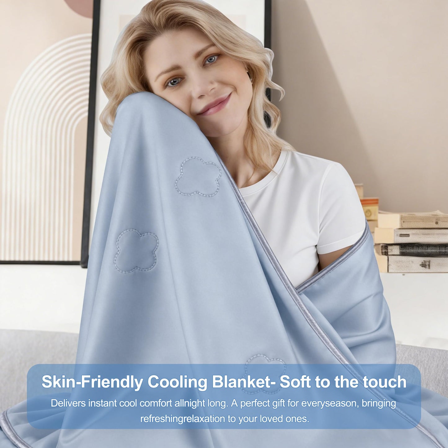 Lightweight Summer Blanket for Hot Sleepers, Throw(50" x 70") Double-Sided Keep Body Cool,Silky Soft Fabric, Highly Breathable Thin Blanket for Warm Nights & Daily Use