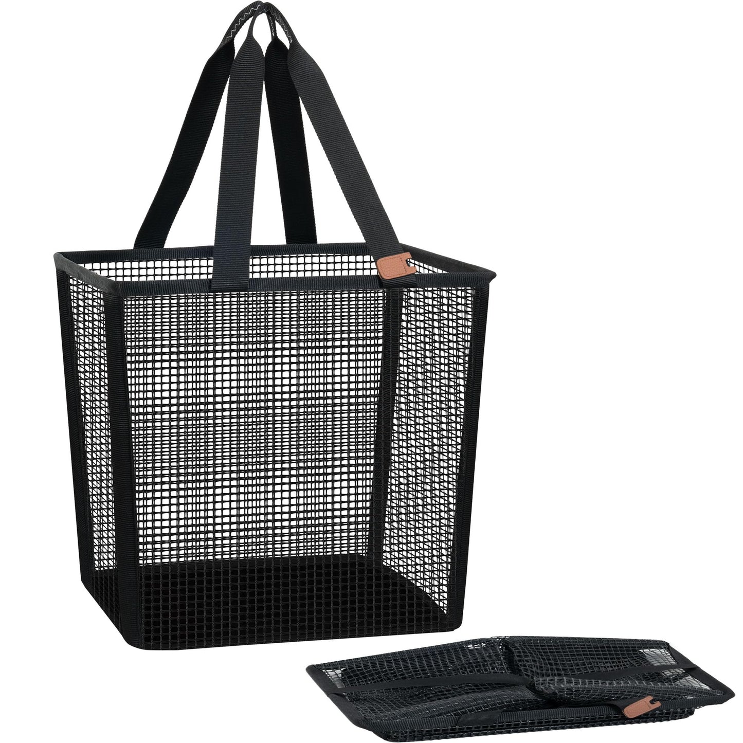 STORAGE MANIAC Collapsible Laundry Basket, 16.9 Gal. Large Pop-up Laundry Hamper with Long Carry Handles, Space-Saving Foldable Clothes Hamper with Bottom Elastic Band, Travel Laundry Bags, Mesh Black