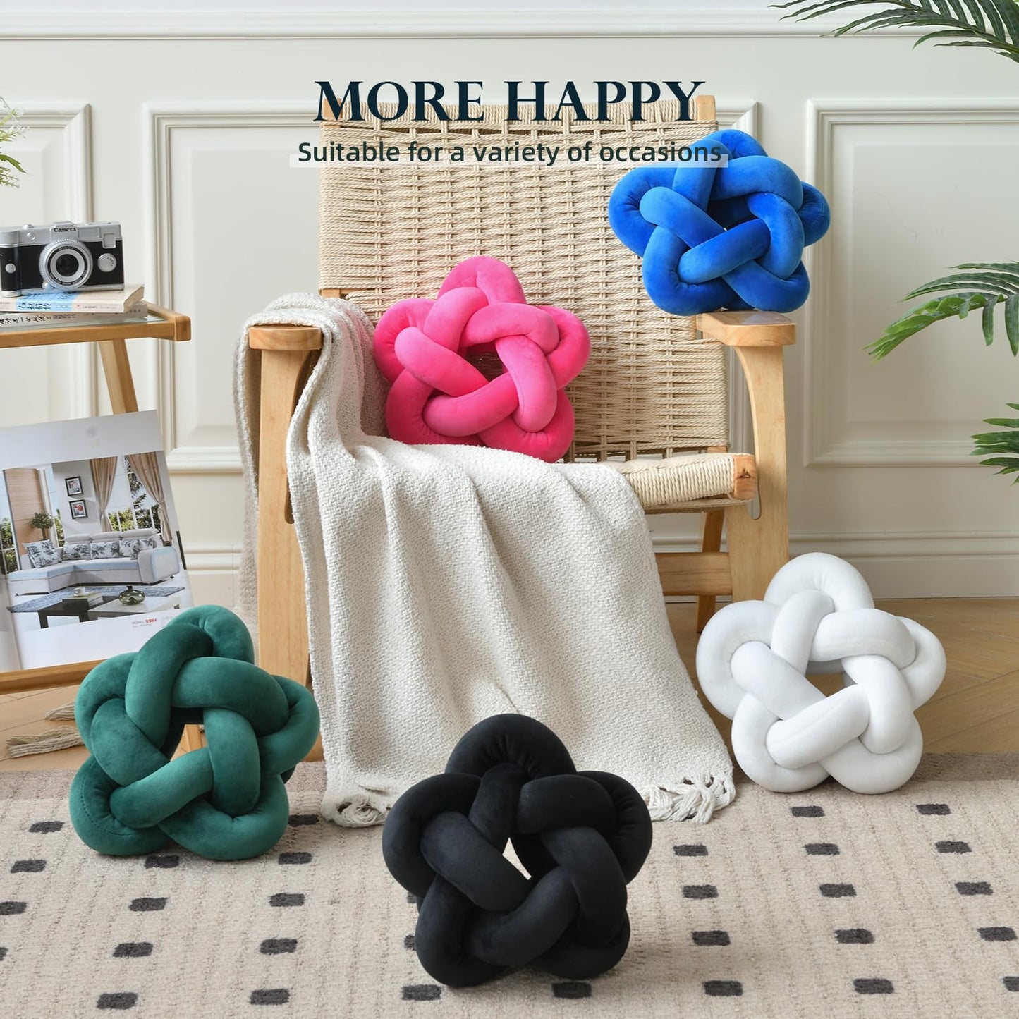 Wadser Knot Plush Throw Pillow Kids Handmade Knotted Star Pillow Soft Sofa Lumbar Cushion Stuffed Cushion Home Office Children Room Decor, Emerald Green