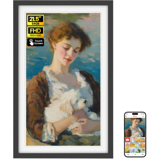 BIGASUO 21.5" Large Digital Picture Frame 64GB, Frameo Digital Photo Frames WiFi with 1920x1080 FHD IPS Touch Screen, Share Photos/Videos Via Frameo App/USB/SD, Photo Gifts for Parent and Grandparent