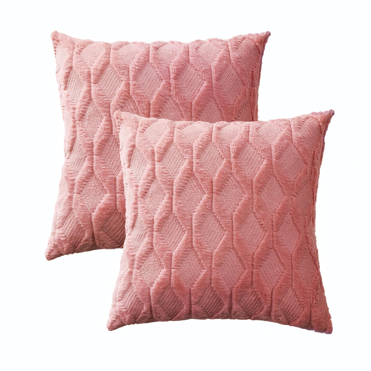 Volcanics Pack of 2 Faux Wool Throw Pillow Covers 20x20 Inches Decorative Farmhouse Velvet Couch Pillow Case Soft Plush Square Boho Cushion Pillowcase, Embroidery, Geometric, Home, Coral Red