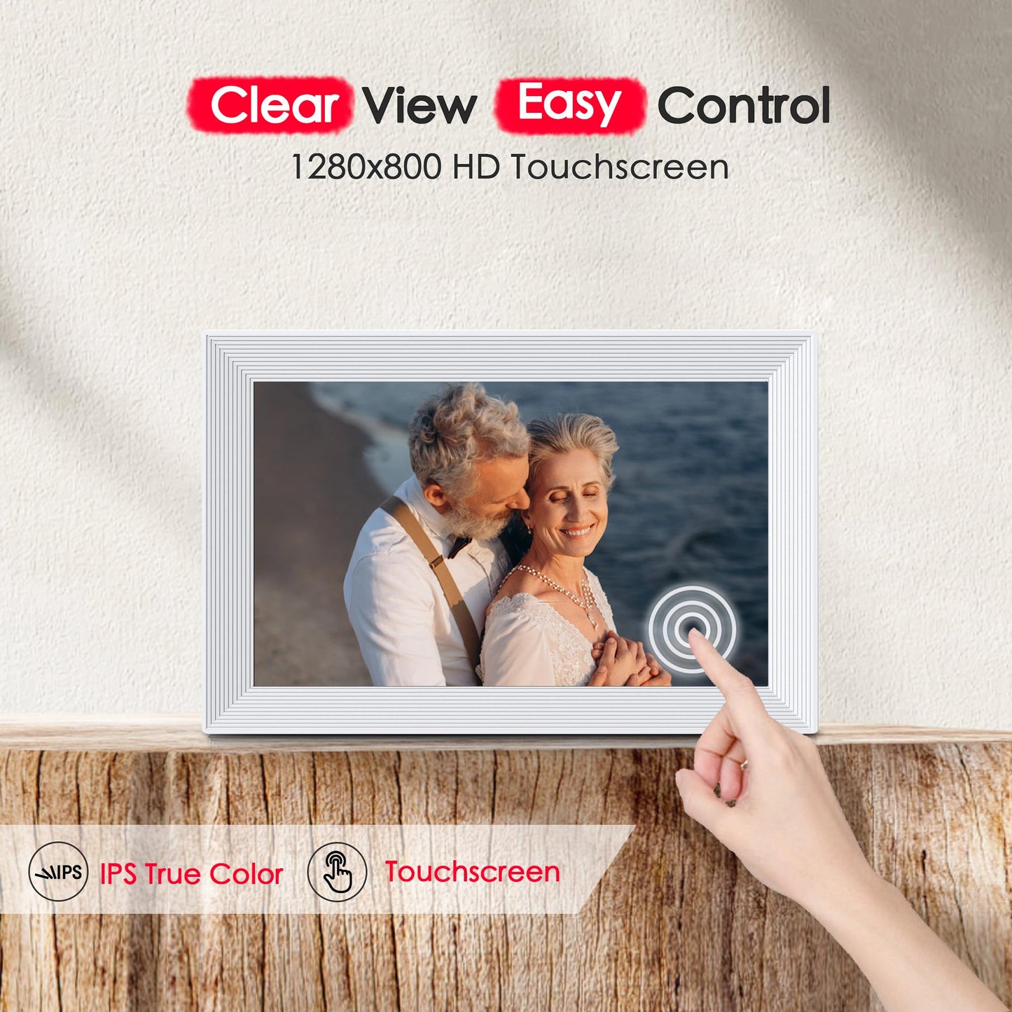 Frameo Digital Picture Frame, 10.1'' Frameo Digital Frame WiFi, 1280 * 800 IPS HD Touchscreen, 32GB Storage, Instant Share Pictures Video, Smart Photo Frame Electronic, Gifts for Mom, House Warming