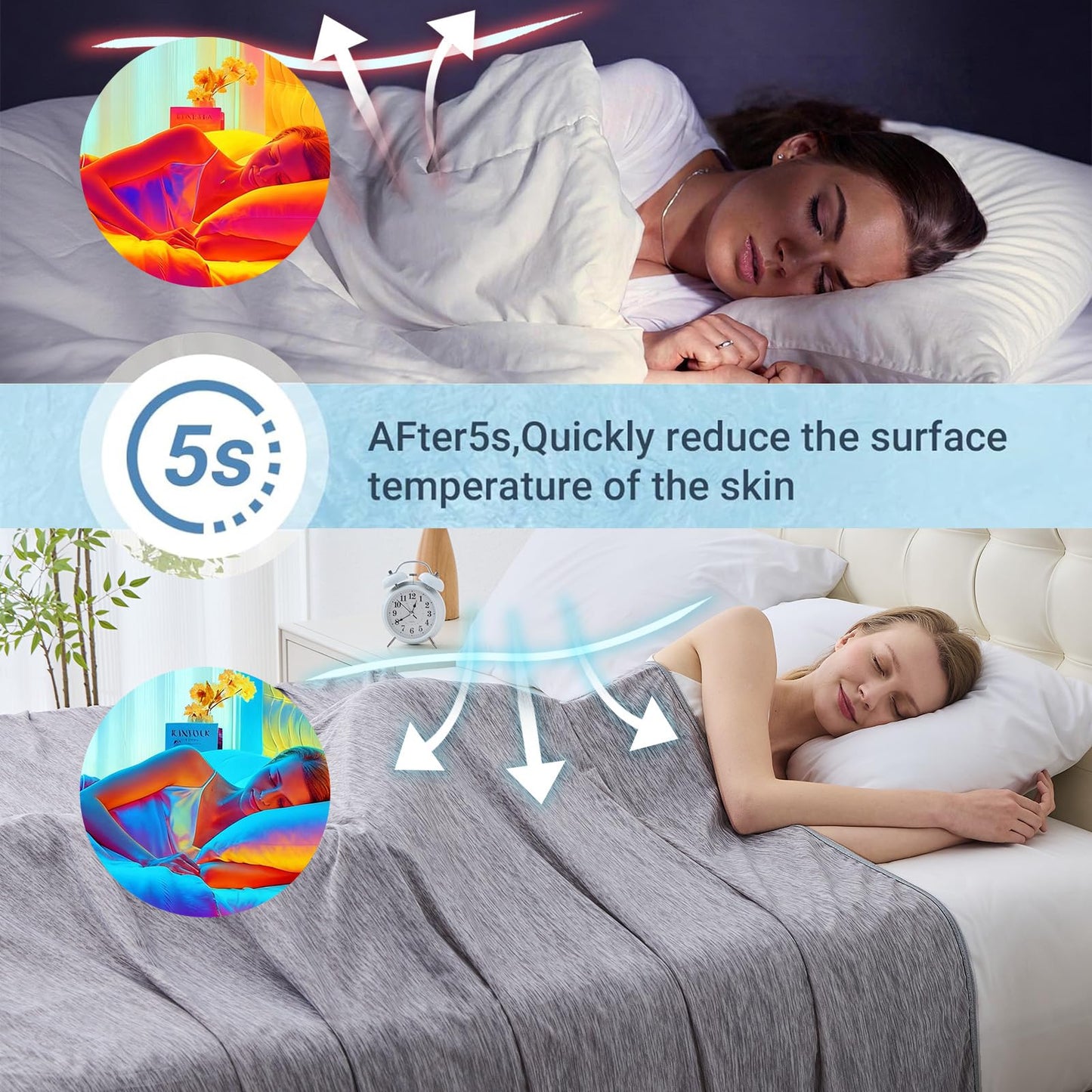 Cooling Blanket Queen Size, Cooling Blankets for Hot Sleepers, Absorbs Heat to Keep Body Cool for Summer Nights Sweats, Cold Blanket for Bed Couch Sofa, Ice Blanket 90x90 Inches, Dark gray