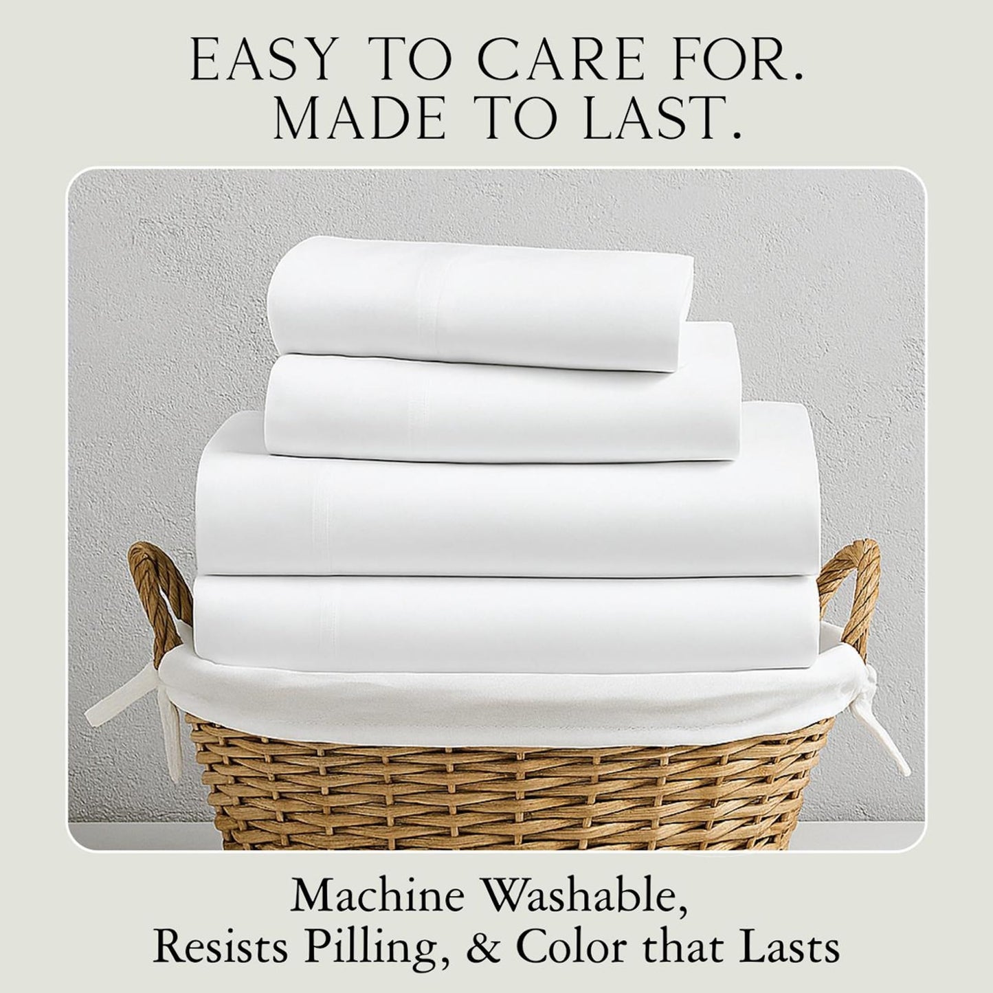 KARISSA MAE Luxury Bamboo Viscose Queen Size Sheet Set | 100% FSC Certified | Cooling | Luxuriously Soft | 18" Deep Pockets | with Organizer Band & Elastic Corner Straps [Dune]
