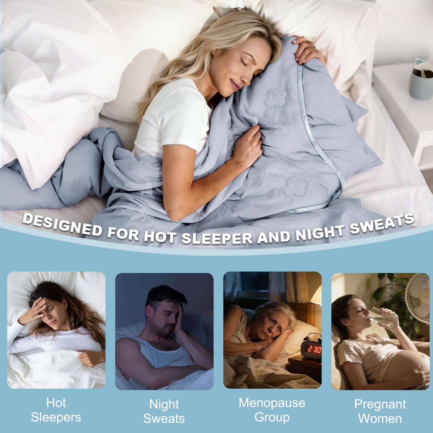 Lightweight Summer Blanket for Hot Sleepers, Throw(50" x 70") Double-Sided Keep Body Cool,Silky Soft Fabric, Highly Breathable Thin Blanket for Warm Nights & Daily Use