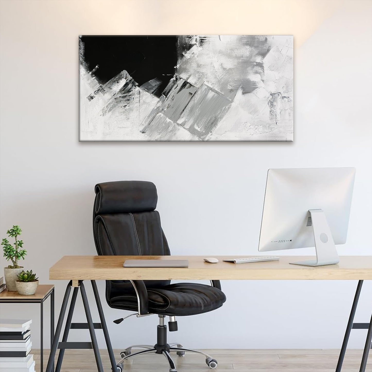 TAIJXAGSG Abstract Canvas Art Wall Decor Painting Home Wall Decor 20x40 Inch Decorations Black Grey Abstract Wall Art Office Canvas Picture For Bedroom Kitchen Office Artwork