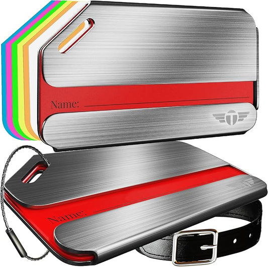 Original Indestructible Luggage Tags for Travel Stand Out with Stainless Steel Privacy Personalized Luggage Tags with Free Smart Bag Tag Recovery Included