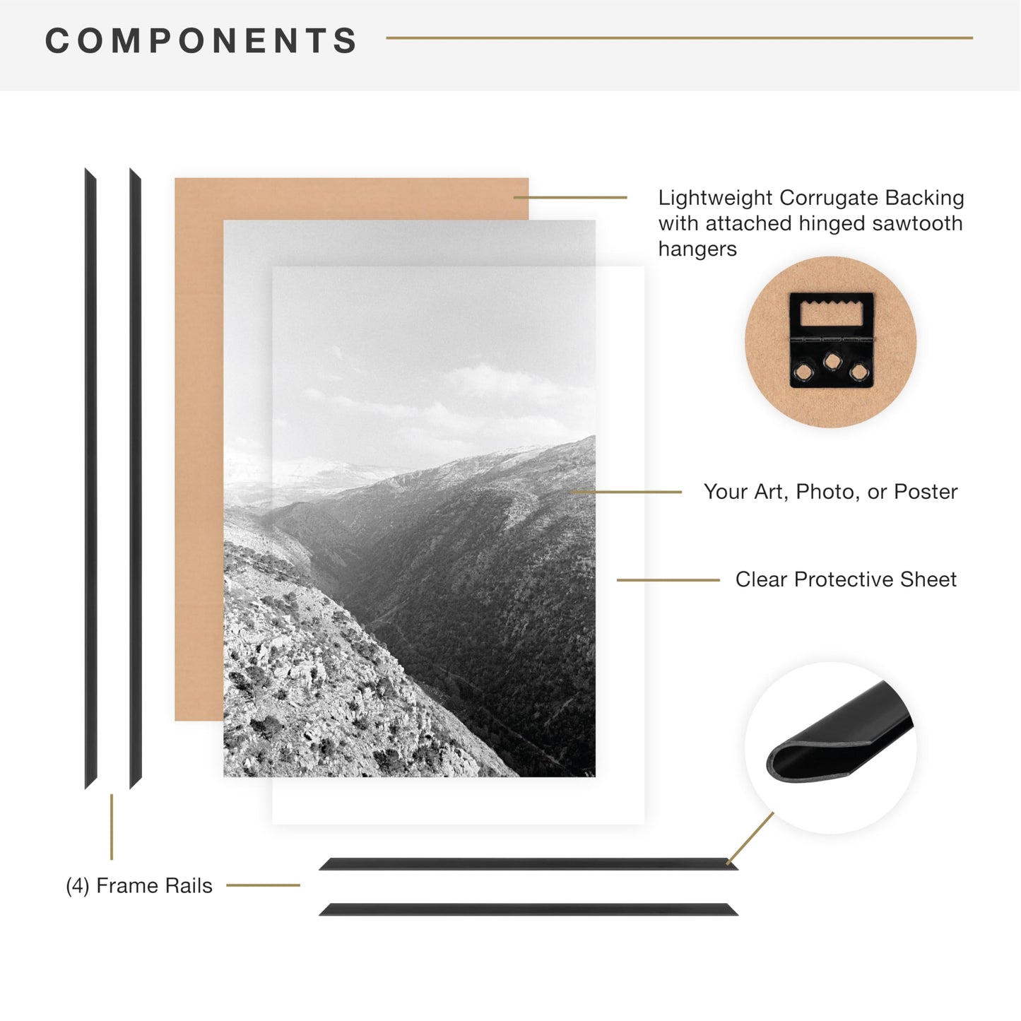 MCS Original Poster Frame 20x28 Black Lightweight Vertical & Horizontal Wall Hanging Large Picture Frame for Posters, Art Prints & Gallery Wall (2-Pack)