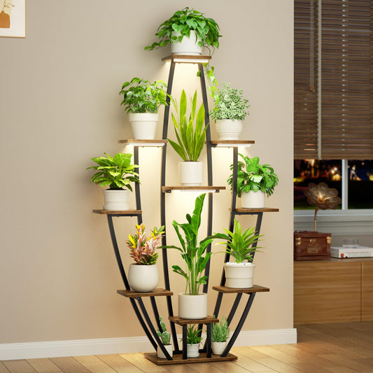 Plant Stand Indoor with Grow Lights - 10 Tiered Tall Plant Shelf Indoor, 59" Large Plant Stands for Indoor Plants, Metal Corner Flower Holder Rack Display for Living Room Patio Garden Balcony Home