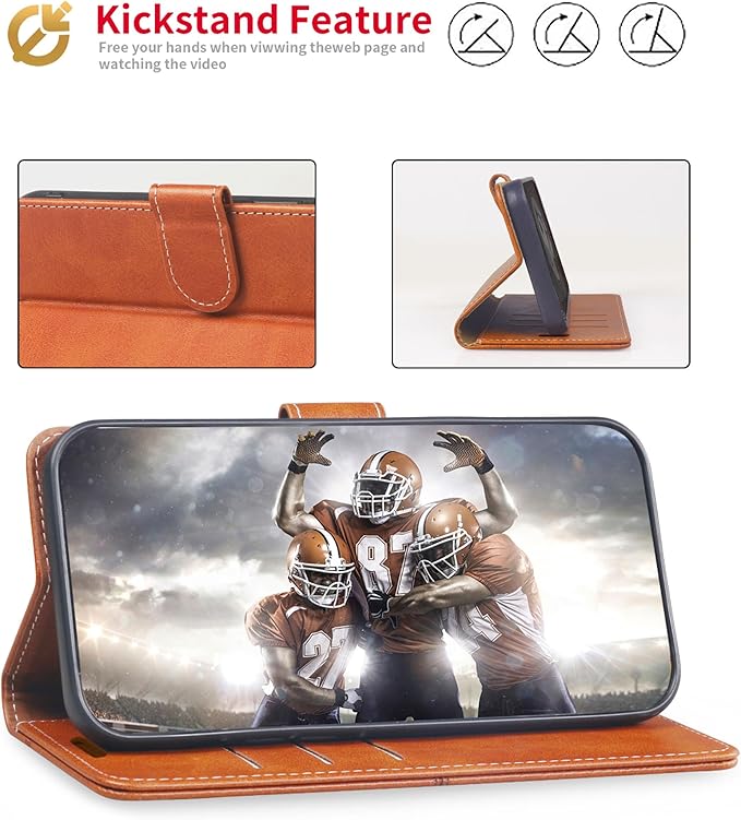 CIVICASE for iPhone 17 Pro Wallet Case,PU Leather Flip Case RFID Blocking Credit Card Holder Folio Magnetic Stand TPU Shockproof Cover Compatible with iPhone 17 Pro, Brown