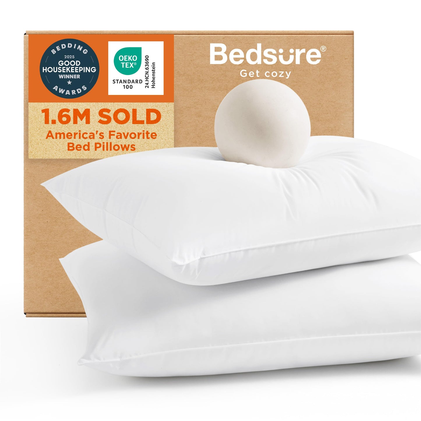 Bedsure Pillows King Size Set of 2 - Hotel Collection Bed Pillows for Sleeping, with Down Alternative Filling, Soft Support for Back, Stomach or Side Sleepers, King, 28"x19", White, 2 Pack