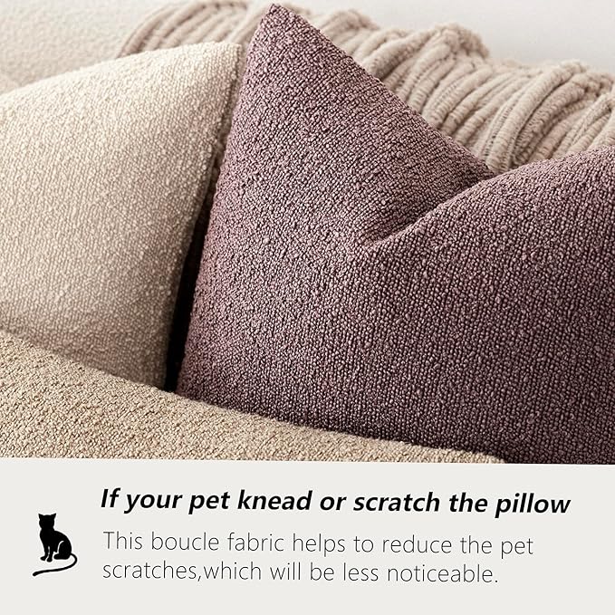 Foindtower Decorative Textured Boucle Throw Pillow Covers Accent Solid Pillow Cases Neutral Soft Cozy Couch Cushion Case for Chair Sofa Bedroom Living Room Home Decor 26x26 Inch,1PC,Dark Purple
