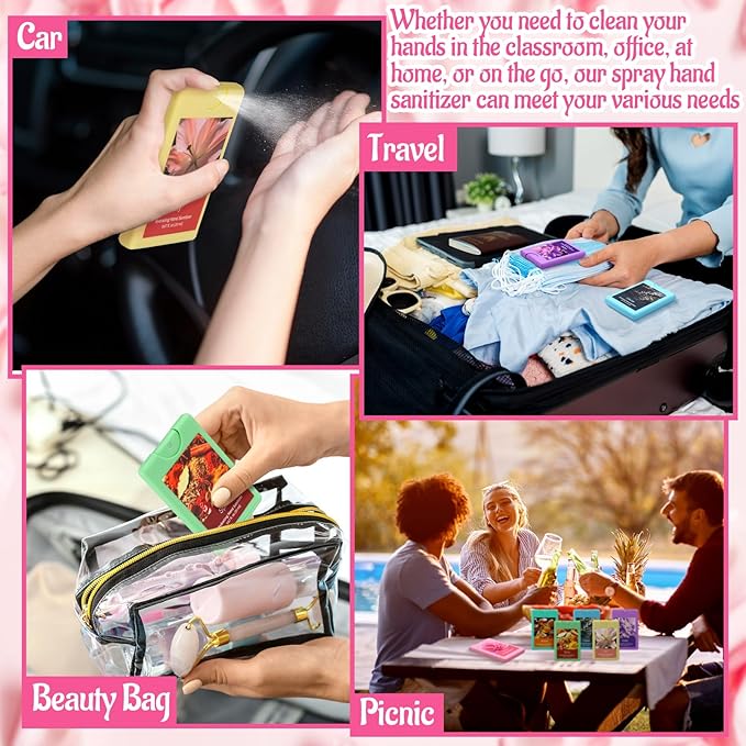 6 Pcs Hand Sanitizer Spray Travel Size Scented Hydrating Refillable Hand Sanitizer Portable Power Mist Hydrating Daily Outdoor Activities for Teacher Friend Coworker Spring Party Favor