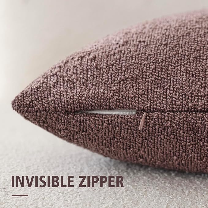 Foindtower Decorative Textured Boucle Throw Pillow Covers Accent Solid Lumbar Pillow Cases Neutral Soft Cozy Couch Cushion Case for Chair Sofa Bedroom Living Room Home Decor 12x20 Inch,1PC,Dark Purple