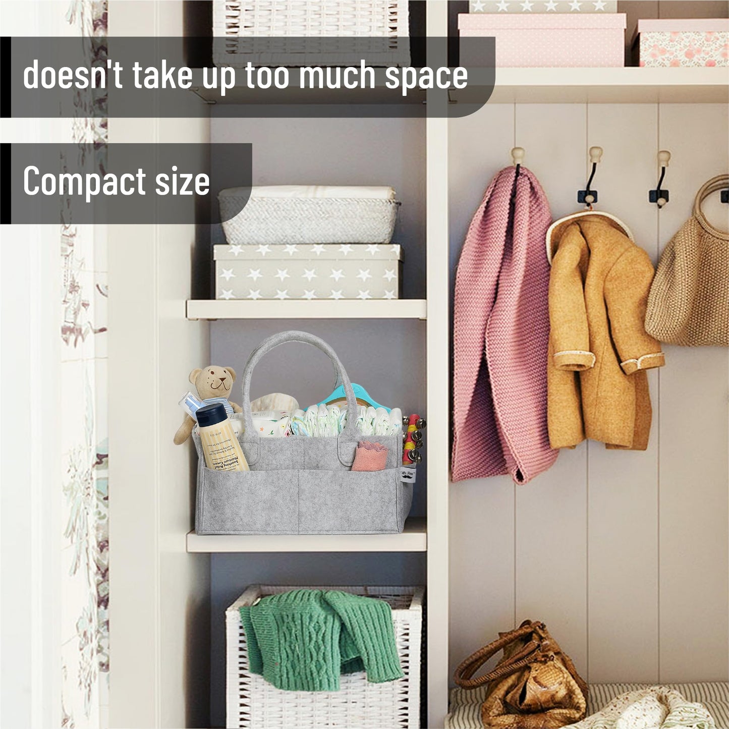 Mr. Pen- Baby Diaper Caddy Organizer, Gray, Medium