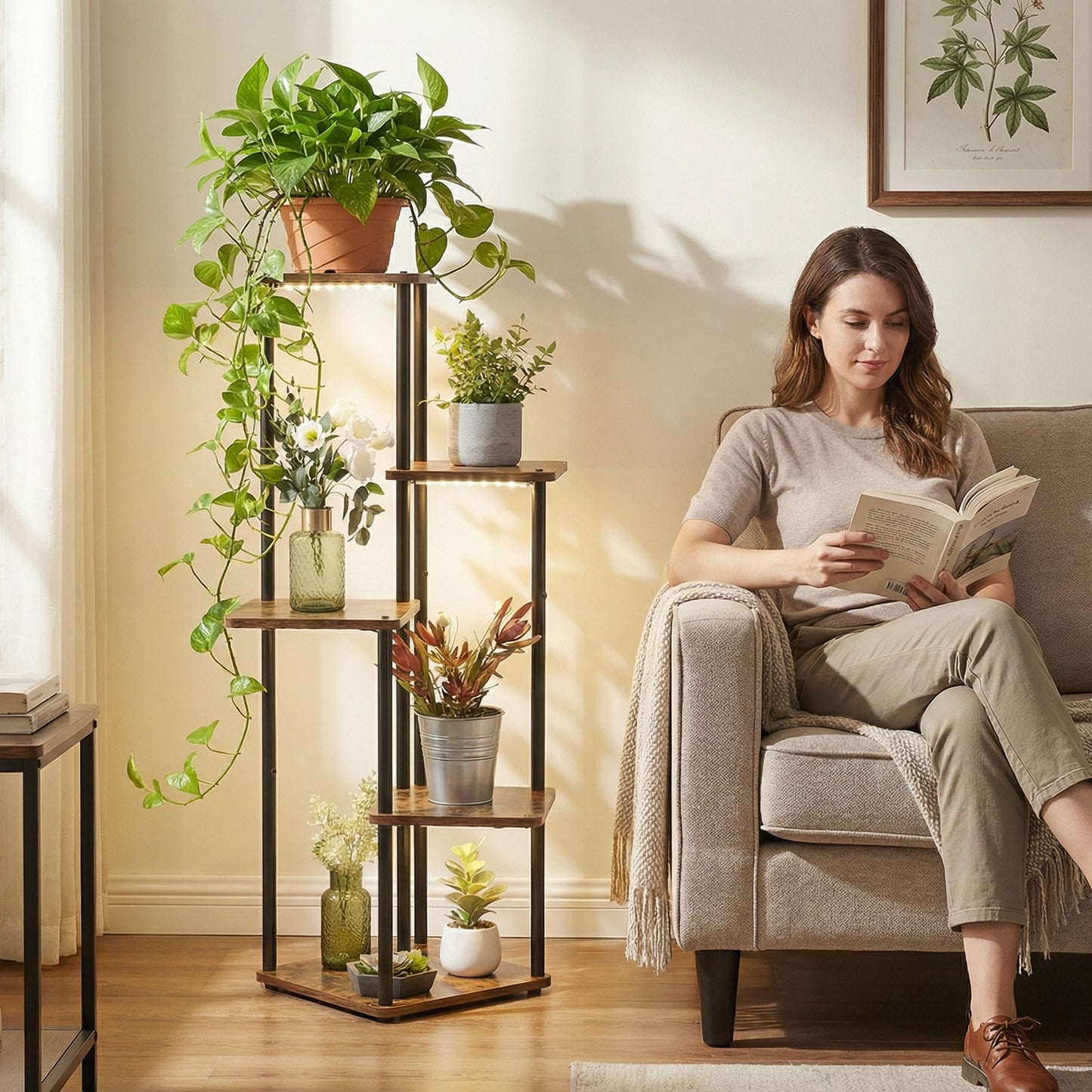 VonDream 5 Tier Plant Stand Indoor with Grow Light for Multiple Plants