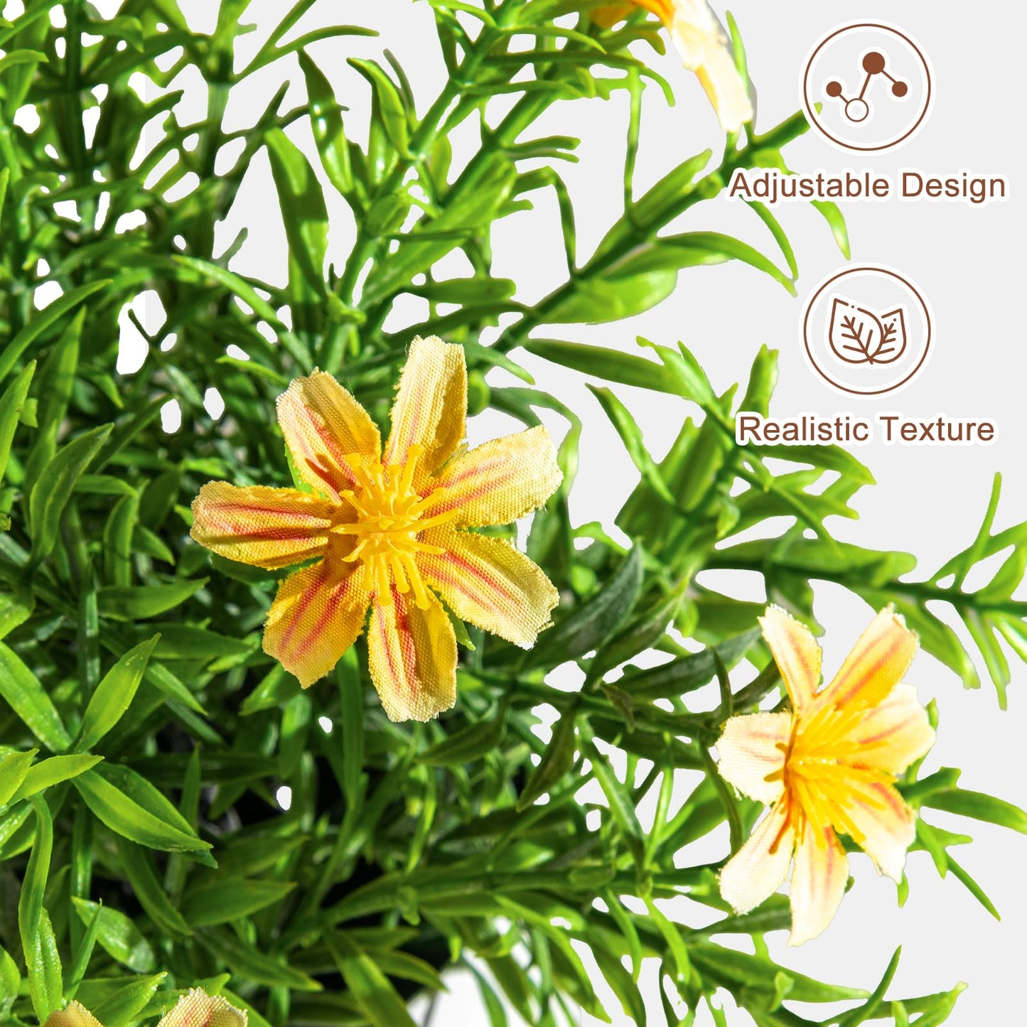 Yarmare 3 Pack Small Fake Plants Artificial Potted Flowers for Indoor Mini Faux Plants with Flowers Greenery for Home Decor Living Room Bathroom Bedroom Office Table Shelf (White+Pink+Yellow)