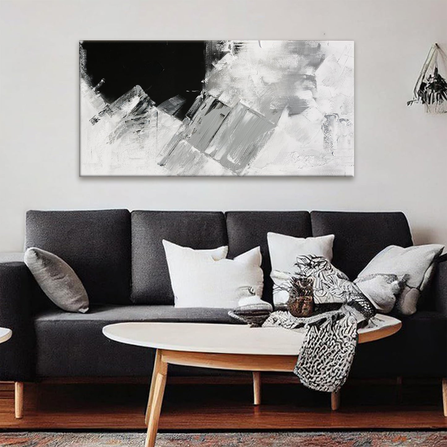 TAIJXAGSG Abstract Canvas Art Wall Decor Painting Home Wall Decor 20x40 Inch Decorations Black Grey Abstract Wall Art Office Canvas Picture For Bedroom Kitchen Office Artwork