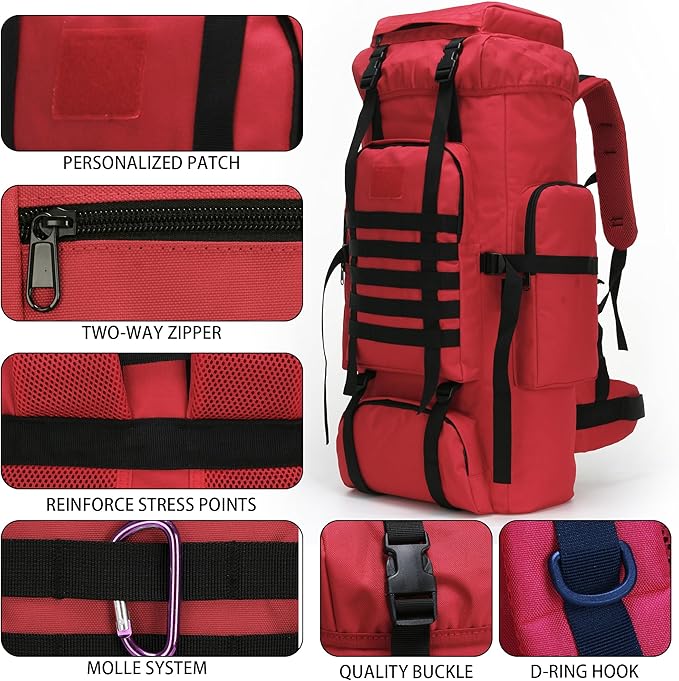 W WINTMING Hiking Backpack for Men 70L/100L Camping Backpack Military Rucksack Molle 3 Days Assault Pack for Climbing | Camping Backpack, 3 Days Assault Pack, for Climbing