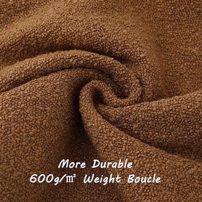 FUTEI Pack of 2 Tobacco Decorative Throw Pillow Covers 20x20 Inch Soft Cozy Solid Boucle Textured Cushion Case,Modern Home Decor for Couch Bed Living Room