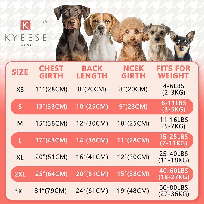 KYEESE Dog Pajamas Cotton Stretchable Dog Pjs Jumpsuit 4 Legs Puppy PJS