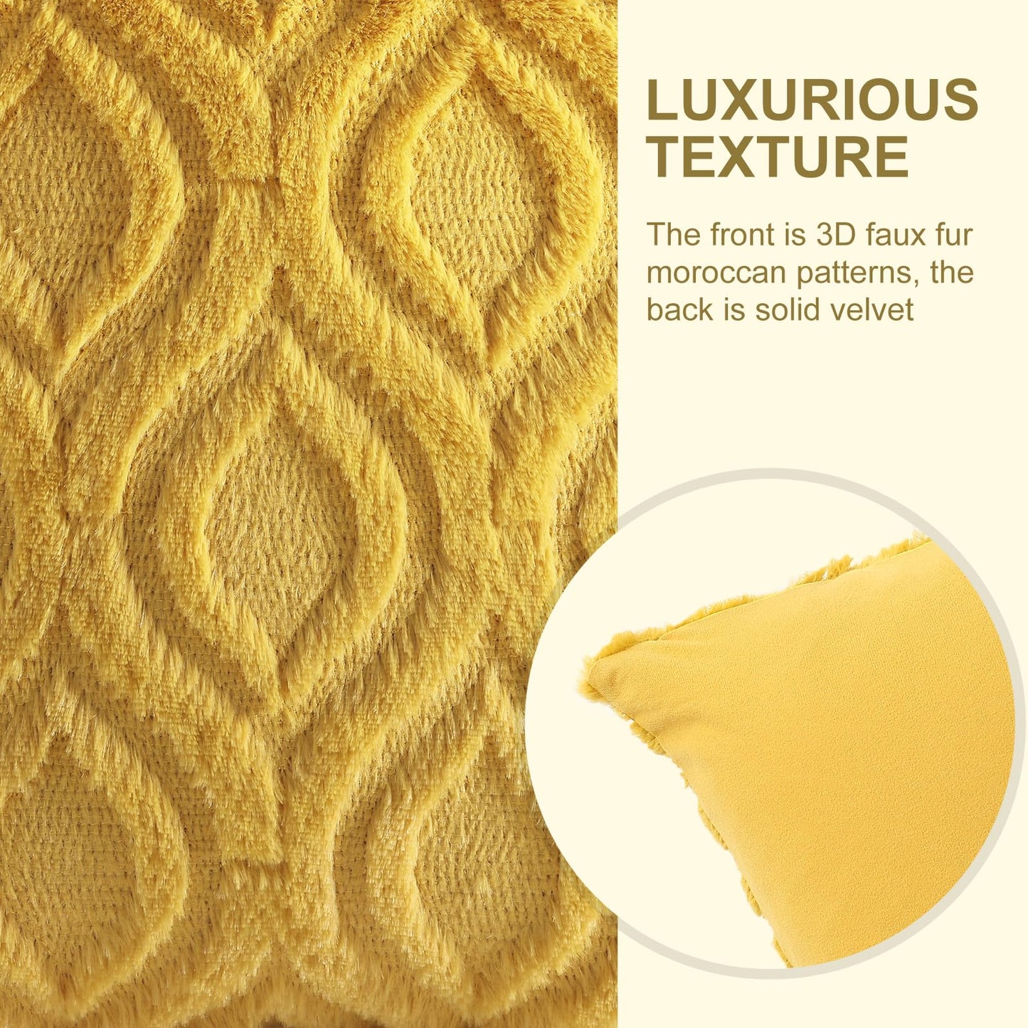 decorUhome Throw Pillow Covers 12x20 Inch Set of 2, Soft Plush Faux Wool Mustard Yellow Solid Couch Pillow Covers, Accent Farmhouse Neutral Rectangle Pillow Cases for Sofa Bed Living Room