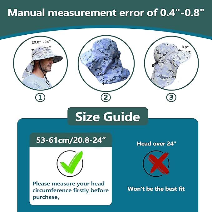 Solaris Sun Hat with Neck Flap, UPF 50 Sun Protection Lightweight Sun Cap for Men Women, Wide Brim Hat for Fishing Hiking