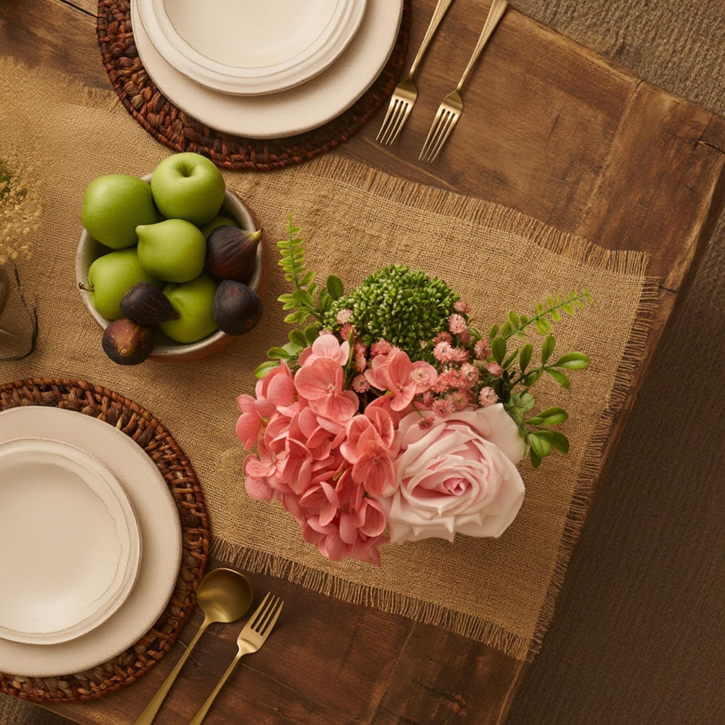 ucky Artificial Flowers with Ceramic Vase, Faux Pink Hydrangea and Light Pink Silk Roses Floral Arrangement, Small Potted Centerpiece for Dining Table, Farmhouse Kitchen Home Office Decor & Gift