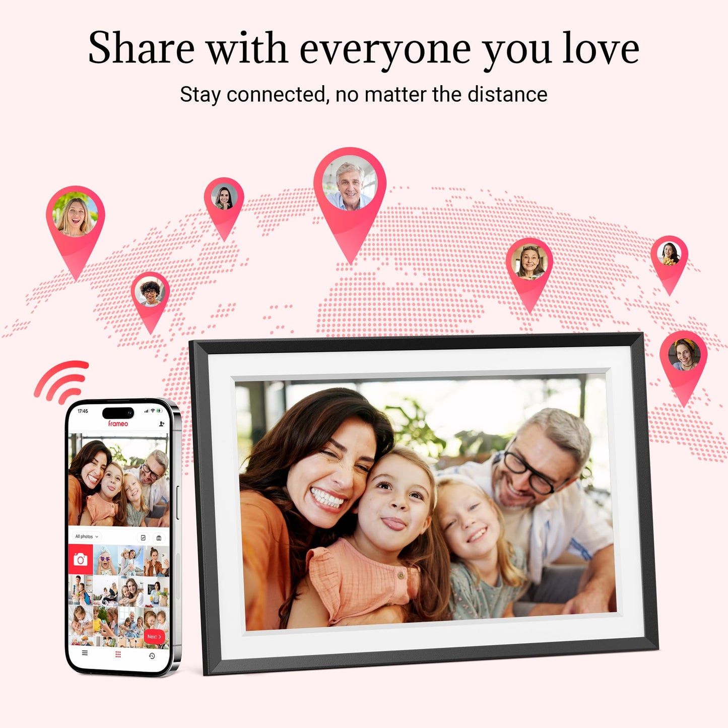 Frameo Digital Picture Frame – 10.1 Inch Smart Wi-Fi Photo Frame with Easy App Connection, Gift for Women, Mom, Grandma, Wife, Girlfriend, Wedding Share Memories Instantly via Free App