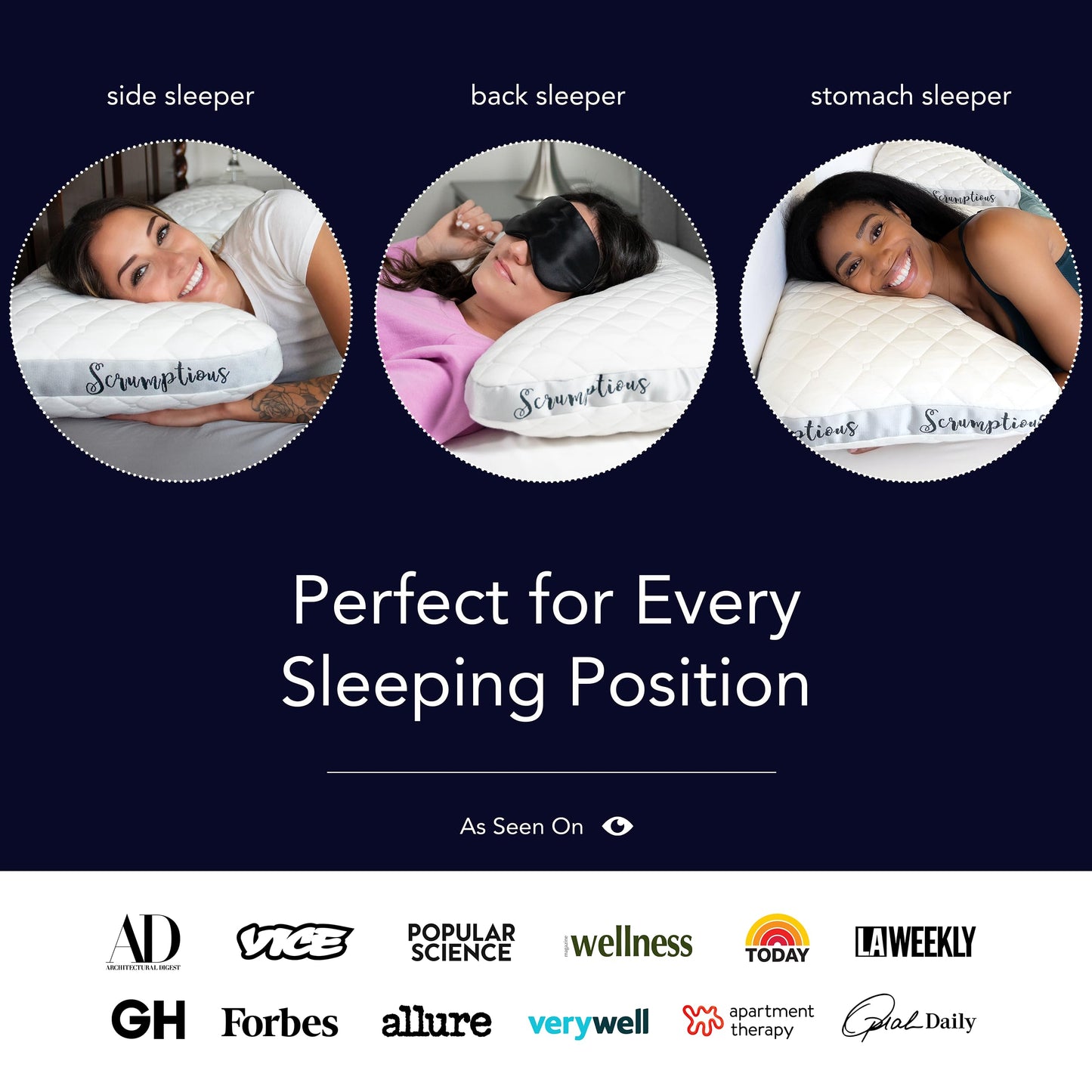 Honeydew Scrumptious Cooling Side Sleeping Pillow with Free Pillowcase- Best for Side Sleepers- Neck and Shoulder Pain Relief Pillow- The Most Awarded Side Sleeper Pillow- Made in The USA (Queen Size)