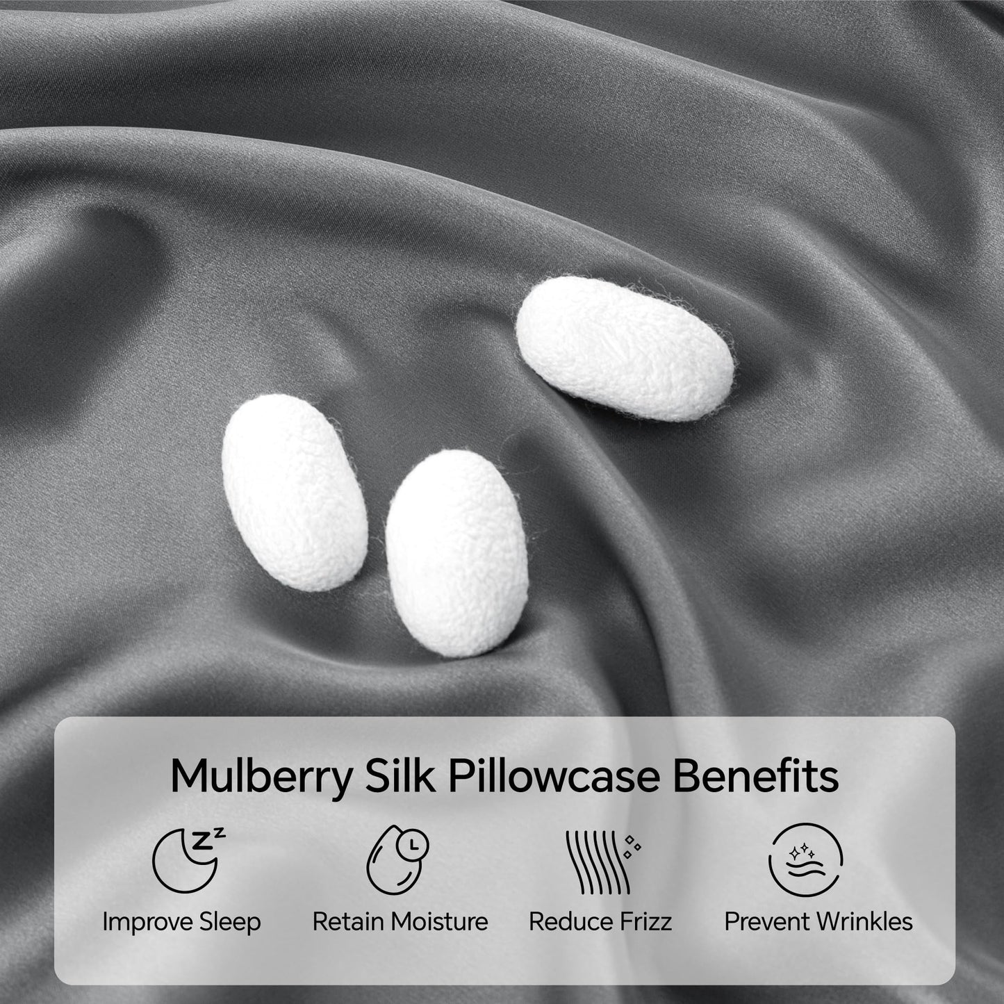 INFIIXSO Body Pillow Cover with Zipper, Luxury Mulberry Silk Body Pillow Case 20x54 Inches, Ultra Smooth and Soft Cooling Long Pillowcase, Gift for Women, Men(Dark Grey)