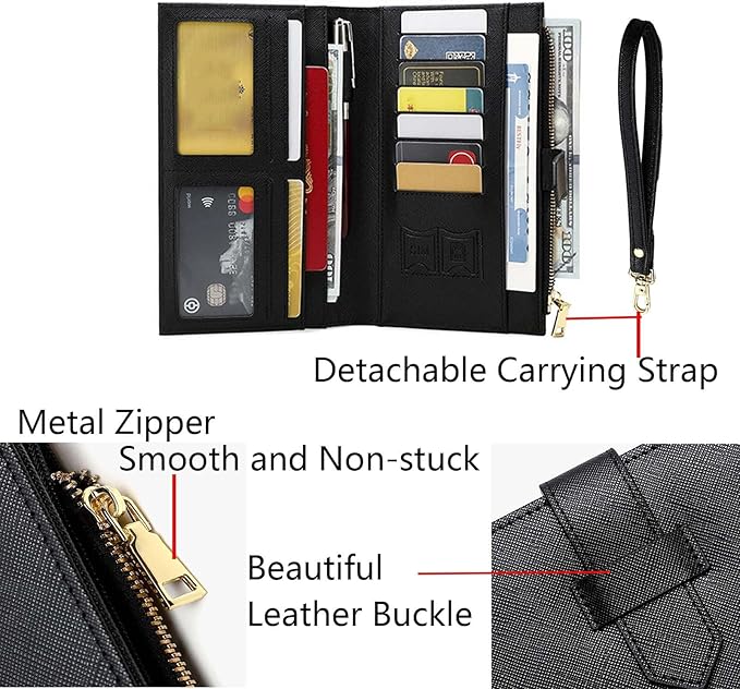Waterproof Family Passport Organizer with RFID Blocking Genuine Leather Document Holder Card Slots Travel Wallet for Women Men Black (Green)