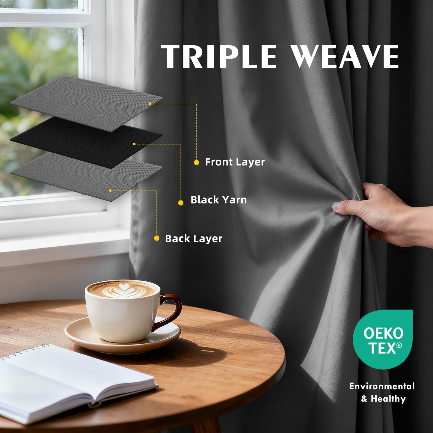4-Panel-Curtain Room Darkening, 84 Inch Length for Bedroom Living Room, Insulated Thermal Grommet Curtain Drapes, Blackout(60-90%,Not 100%) Window Treatment Decor, Pack of 4, 52x84, CharcoalGrey