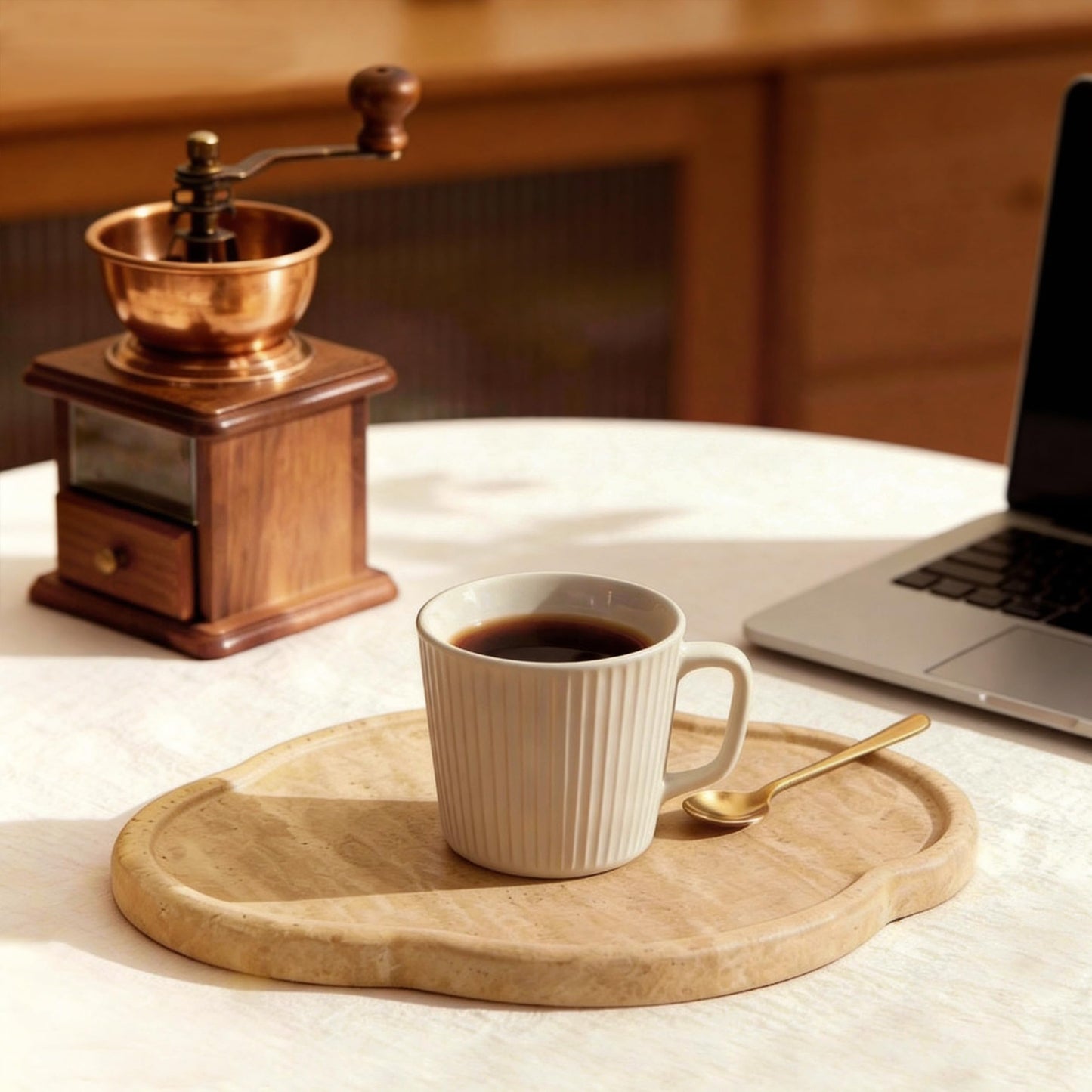 JenYuu Natural Travertine Decorative Marble Tray - Petal Shaped
